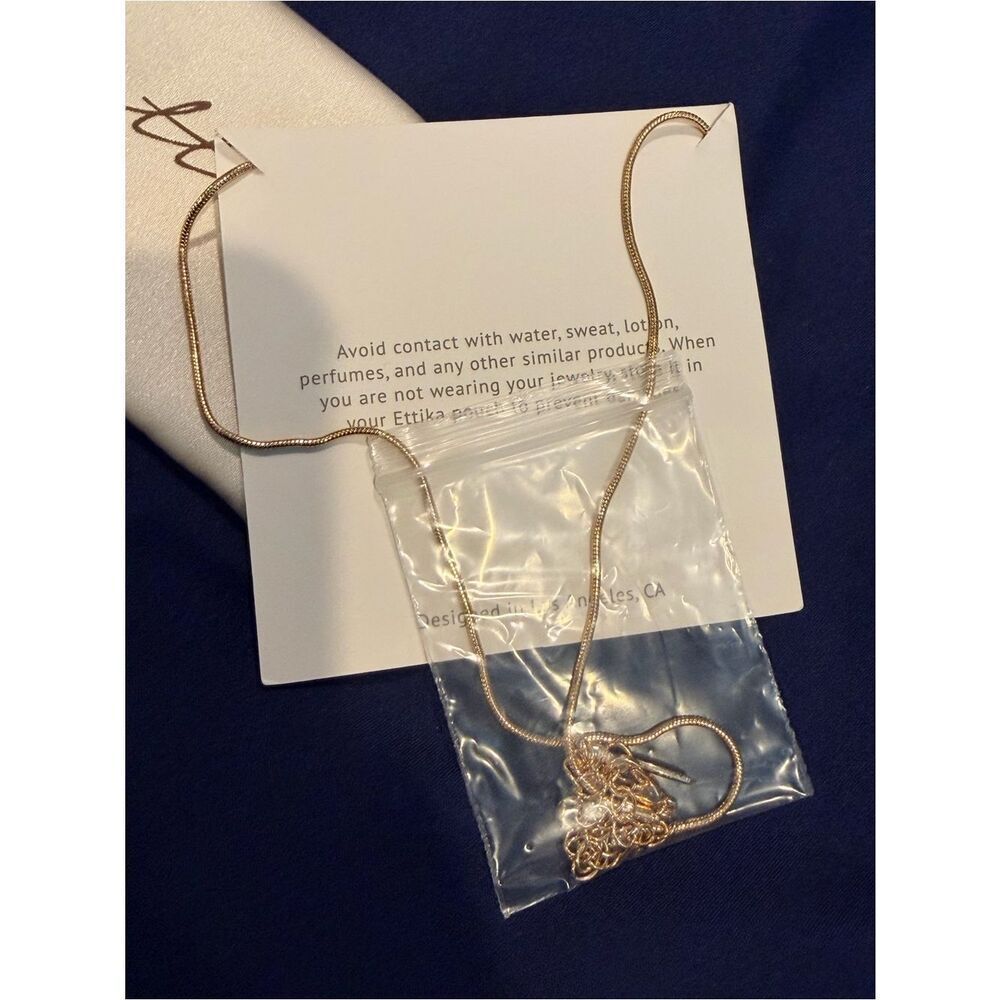 ettika 18K Gold-Tone Twisted M Initial Pendant Necklace - Picture 3 of 5